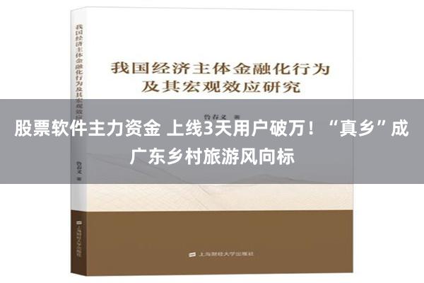 股票软件主力资金 上线3天用户破万！“真乡”成广东乡村旅游风向标